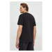 Bavlněné tričko Just Cavalli černá barva, s potiskem, 76OAHG04 CJ318
