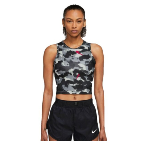 Nike DRI-FIT Dámský sportovní top, tmavě šedá, velikost