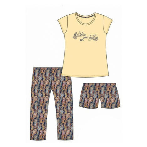 Trojdílné dámské pyžamo Cornette 665/245 Shine Žlutá