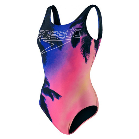 Dámské plavky speedo digital placement u-back blue flame/fluo