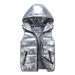 Zimní vesta péřová z lesklého materiálu s prošíváním a kapucí