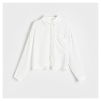 Reserved - Košile s ozdobnou aplikací - Bílá