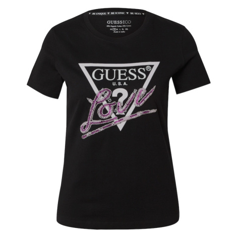 GUESS Tričko 'Love Triangle' pink / černá / bílá