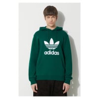 Bavlněná mikina adidas Originals Adicolor Classics Trefoil pánská, zelená barva, s kapucí, s pot