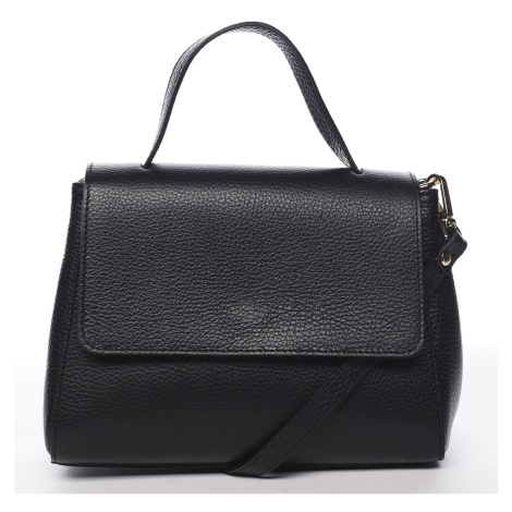 Atraktivní kožená kabelka do ruky Fátima, černá Delami Vera Pelle