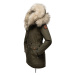 Dámská zimní bunda s kožíškem Sweety Navahoo - OLIVE