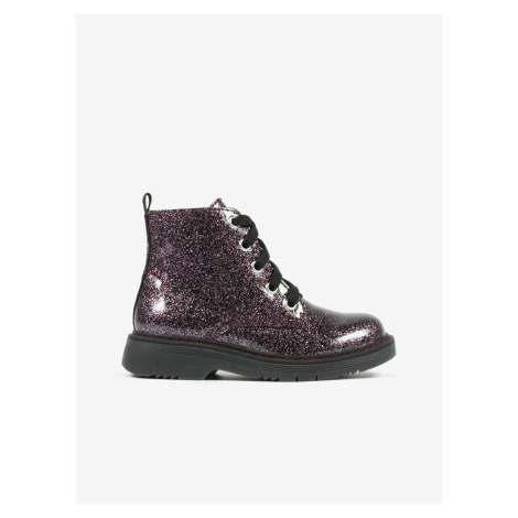 Tmavě fialové holčičí třpytivé kotníkové boty Richter