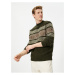 Koton Half Turtleneck Sweater with Ethnic Pattern and Ribbed