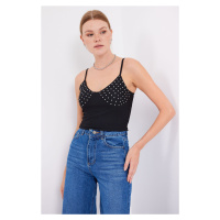 Bigdart 918 Rope Strap Crop Top - Black