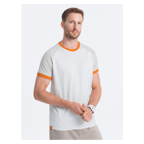 Šedo-bílé pánské tričko Ombre Clothing Reglan