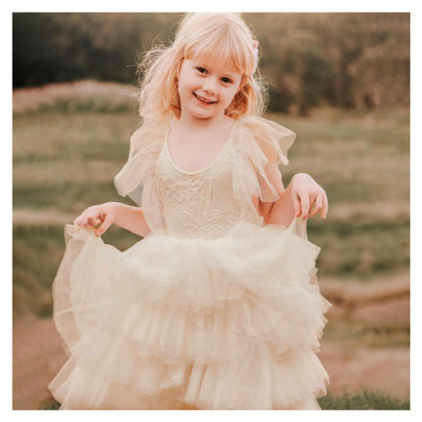 Letní dětské šaty na svatbu princezna volánkové