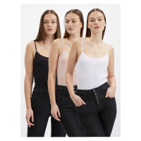 Orsay Sada tří dámských basic tílek v bílé, béžové a černé barvě - Dámské