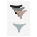 H & M - Balení: 5 kalhotek thong - tyrkysová