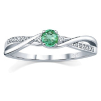 Stříbrný prsten s pravým Smaragdem a Brilliance Zirconia