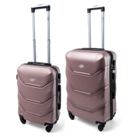Rogal Růžová sada 2 luxusních skořepinových kufrů 