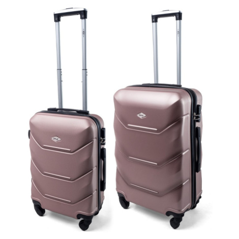 Rogal Růžová sada 2 luxusních skořepinových kufrů "Luxury" - M (35l), L (65l)