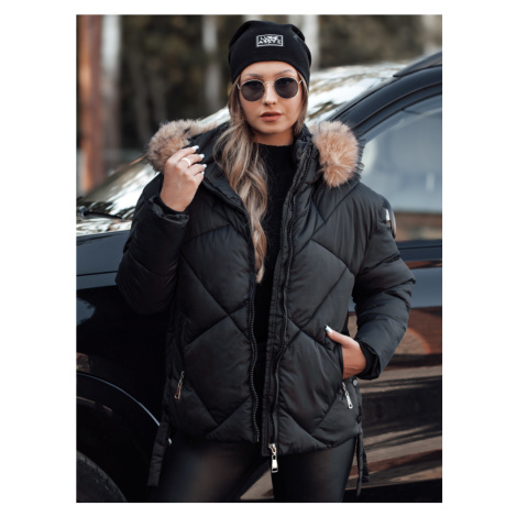 Dámská zimní bunda s kapucí a kožíškem LESISI Dstreet TY4715 Barva: Černá