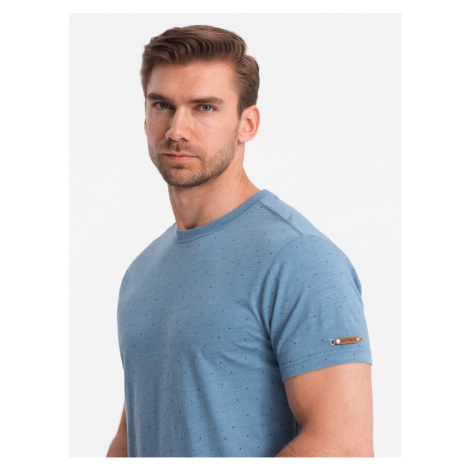 Ombre Men's full-print t-shirt with colorful letters - blue denim
