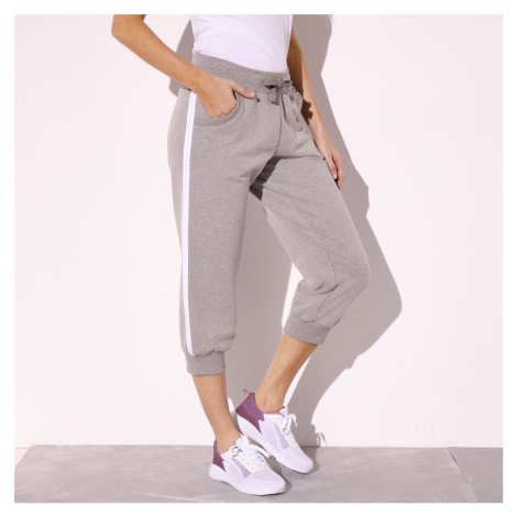 Blancheporte 3/4 sportovní kalhoty, dvoubarevné šedý melír/bílá | Modio.cz