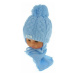 BABY NELLYS Zimní pletená čepička s šálou Baby Bear - modrá s bambulkou, vel.