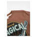 Dětská bavlněná košile s dlouhým rukávem Coccodrillo hnědá barva, s potiskem