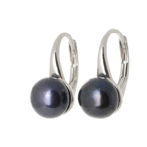 Dámské stříbrné naušnice s černou perlou STNAU1097F Ego Fashion