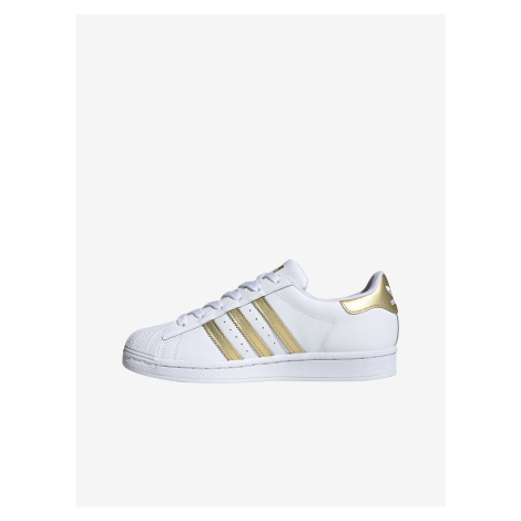Zlato-bílé dámské kožené tenisky adidas Originals Superstar
