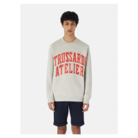 Mikina trussardi sweatshirt logo melange cotton fleece šedá