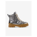 Holčičí kožené zimní boty ve stříbrné barvě Camper Brutus - Holky