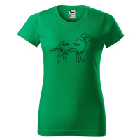 DOBRÝ TRIKO Dámské tričko s potiskem Kde drbat psa Barva: Středně zelená