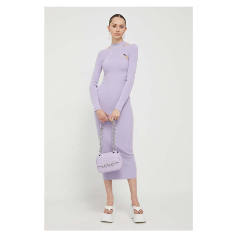 Šaty HUGO fialová barva, maxi Hugo Boss