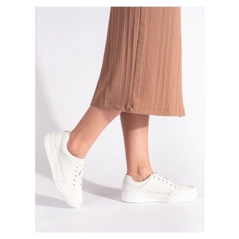 Luxusní bílé dámské tenisky na platformě