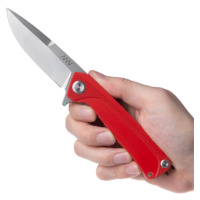 Zavírací nůž ANV® Z100 G10 Liner Lock – Červená rukojeť, šedá čepel - Stone Wash