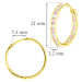 GEMMAX Jewelry Třpytivé zlaté náušnice kroužky Ø 21 mm se zirkony a růžovými kameny GLEYR-21-352