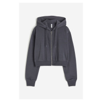 H & M - Cropped bunda na zip's kapucí - šedá