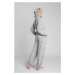 Světle šedý plyšový pyžamový overal LA006