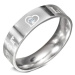 Ocelový prsten - nápis FOREVER LOVE a zirkon, 6 mm