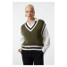 Trendyol Khaki V-Neck Knitwear Sweater