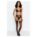 Trendyol Black Lace Garter and Stockings Knitted Underwear Set