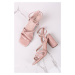 Růžové sandály na hrubém podpatku 5-28319