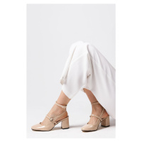 Mio Gusto Inessa Nude Color Open Back Women's Heeled Shoes