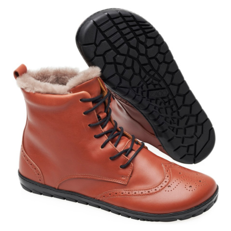 Barefoot zimní obuv Zaqq - QUINTIC Winter Brogue Cognac
