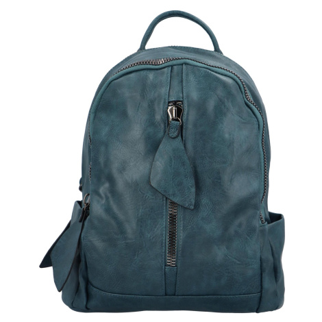 Koženkový batoh se dvěma kapsami Arcadio, modrá Paolo Bags