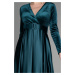 Smaragdové společenské šaty se saténovou sukní