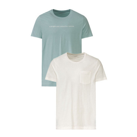 LIVERGY® Pánské triko, 2 kusy (zelená/bílá)