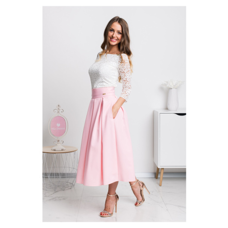 Světle růžová áčková midi sukně