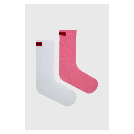 Ponožky HUGO 2-pack dámské, růžová barva Hugo Boss