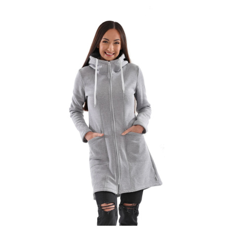 Světle šedý minimalistický kabát s kapucí (199ART) Made in Italy | Modio.cz