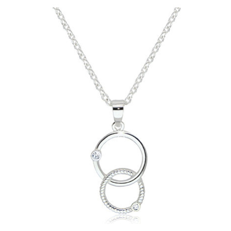Lesklý náhrdelník ze stříbra 925 - dva propletené obrysy kruhů se zirkony čiré barvy Šperky eshop