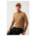 Avva Men's Kamel Knitwear Sweater Half Turtleneck Front Textured Cotton Regular Fit
